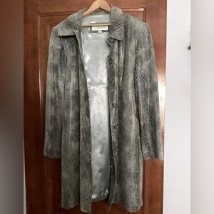 Liz Claiborne Gray Snake-Print Leather Coat